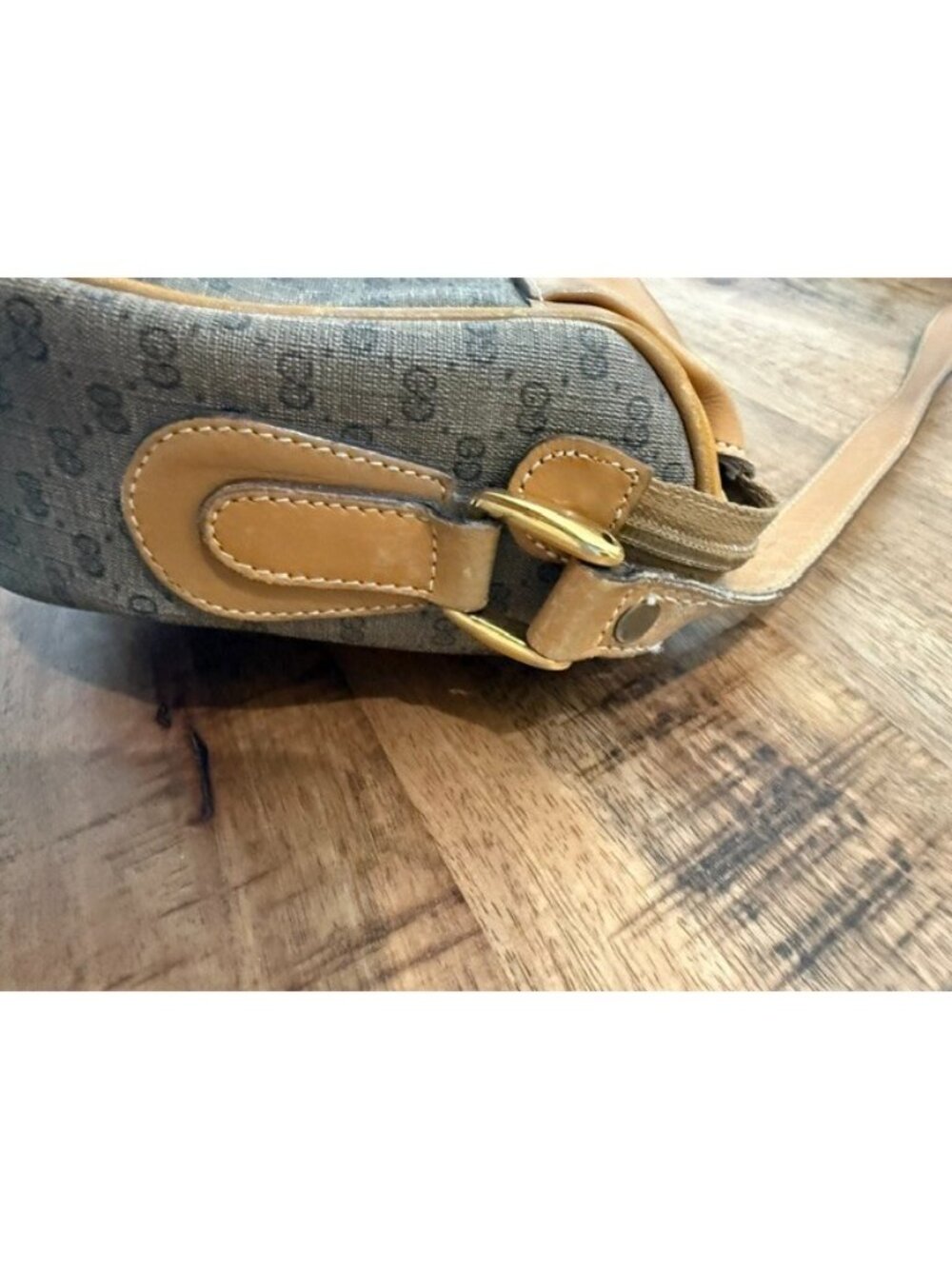 Gucci Micro GG Monogram Adjustable Shoulder Canvas Bag Beige Tan Crossbody Vtg - Picture 7 of 16